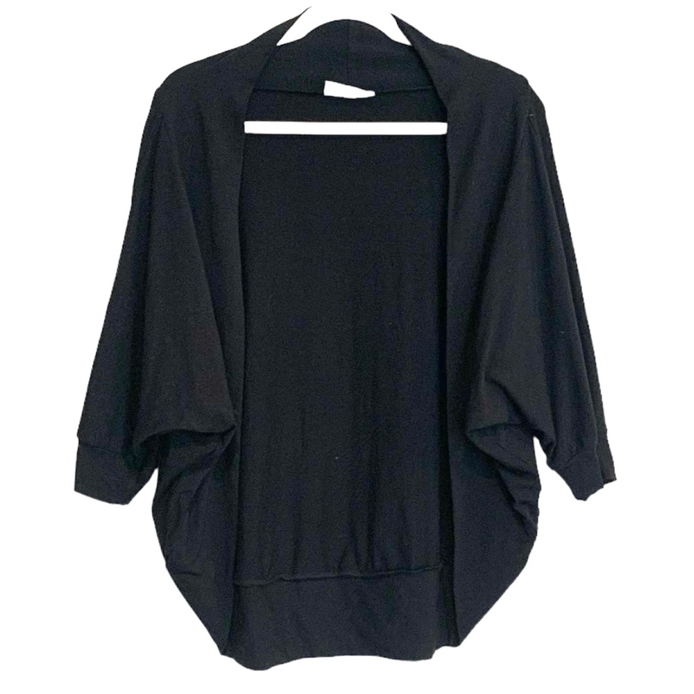 Bryn Walker Black Oversized Shrug Bamboo Organic Cotton Cocoon Cardigan Top XS
